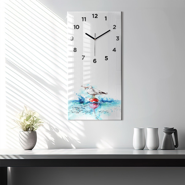 Horloge rectangulaire verticale Mouette peinte