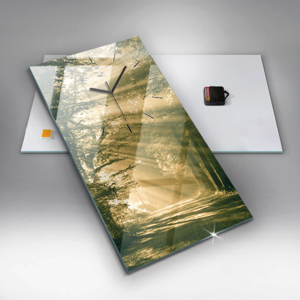 Horloge rectangulaire verticale Forêt des rayons du soleil