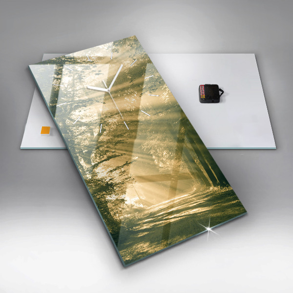 Horloge rectangulaire verticale Forêt des rayons du soleil