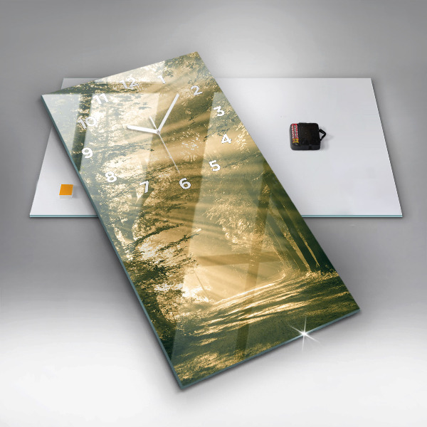 Horloge rectangulaire verticale Forêt des rayons du soleil