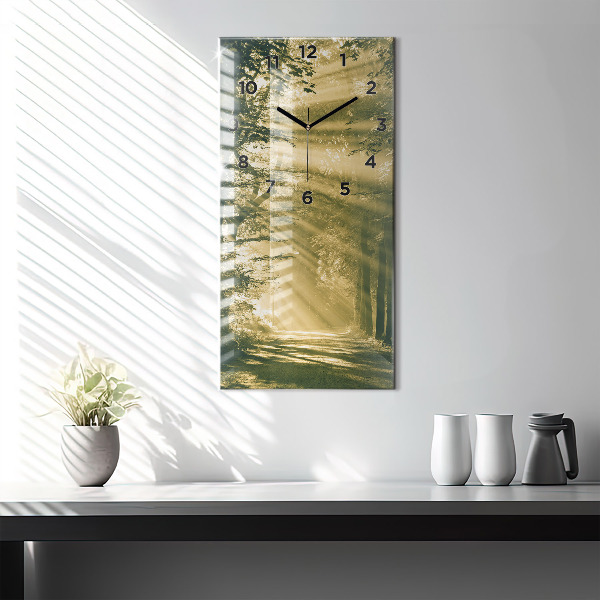 Horloge rectangulaire verticale Forêt des rayons du soleil