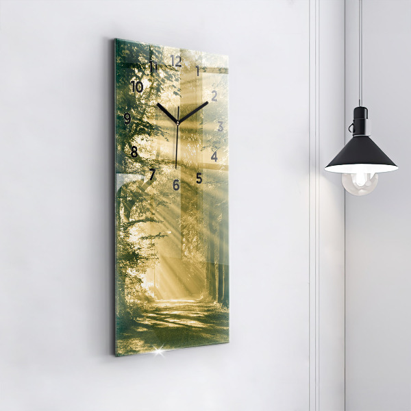 Horloge rectangulaire verticale Forêt des rayons du soleil