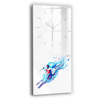 Horloge rectangulaire verticale Skieur