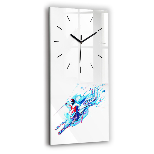 Horloge rectangulaire verticale Skieur