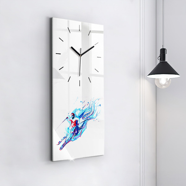 Horloge rectangulaire verticale Skieur
