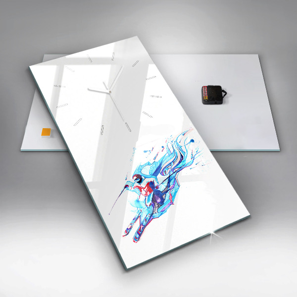 Horloge rectangulaire verticale Skieur