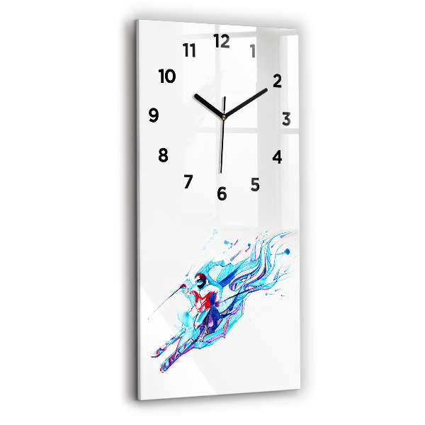 Horloge rectangulaire verticale Skieur
