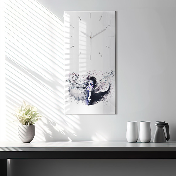 Horloge rectangulaire verticale 'Illustration d''une femme'