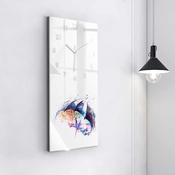 Horloge rectangulaire verticale Parapluie et ville