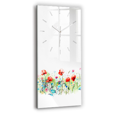 Horloge rectangulaire verticale Fleurs dans le pré