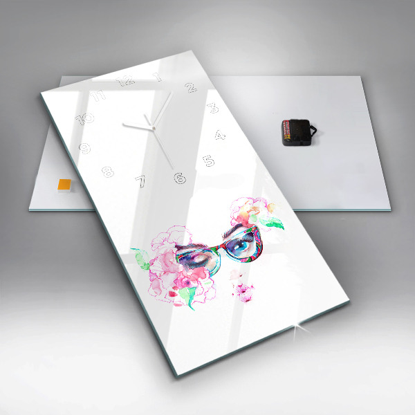 Horloge rectangulaire verticale Femme avec des lunettes
