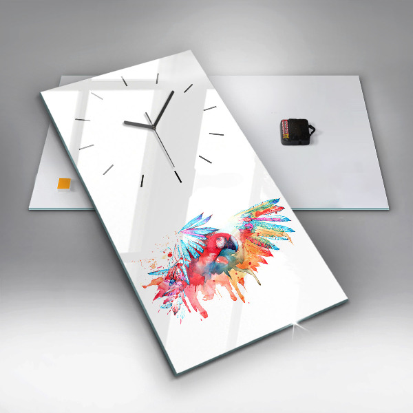 Horloge rectangulaire verticale Perroquet rouge coloré