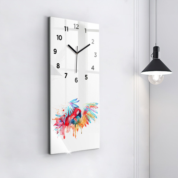 Horloge rectangulaire verticale Perroquet rouge coloré