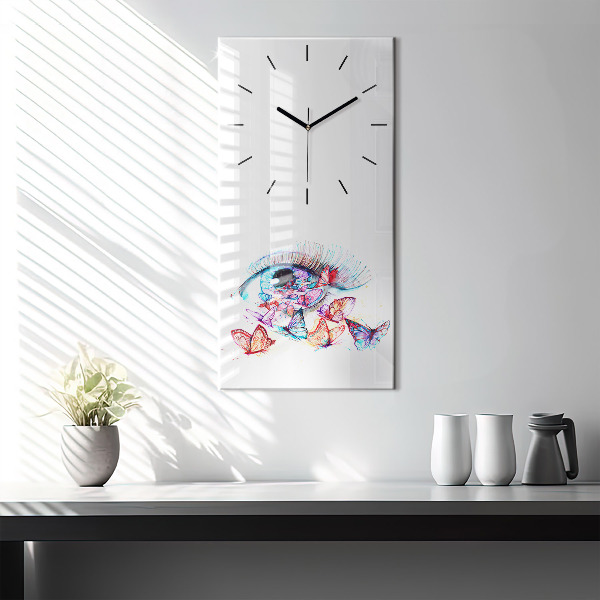 Horloge rectangulaire verticale Œil de papillon coloré