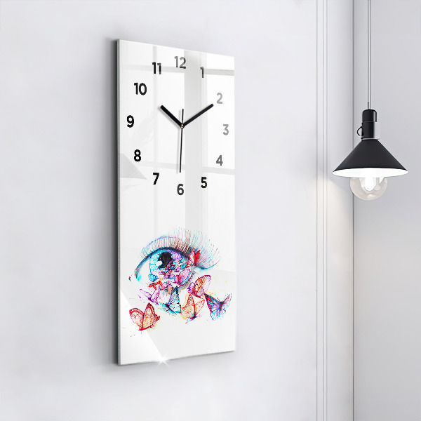 Horloge rectangulaire verticale Œil de papillon coloré