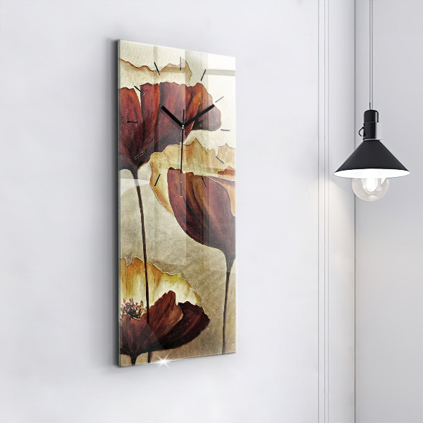 Horloge rectangulaire verticale Coquelicots peints