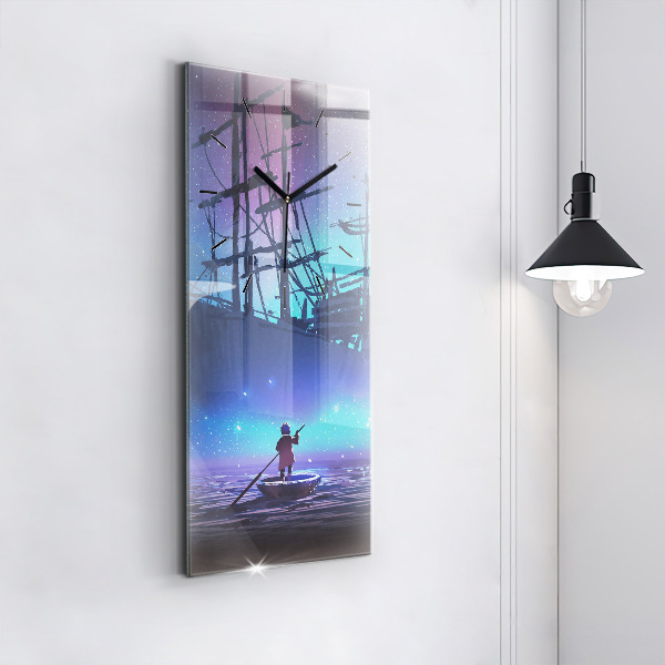 Horloge murale verticale Voilier fantastique