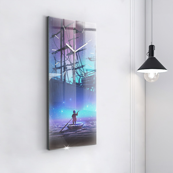 Horloge murale verticale Voilier fantastique