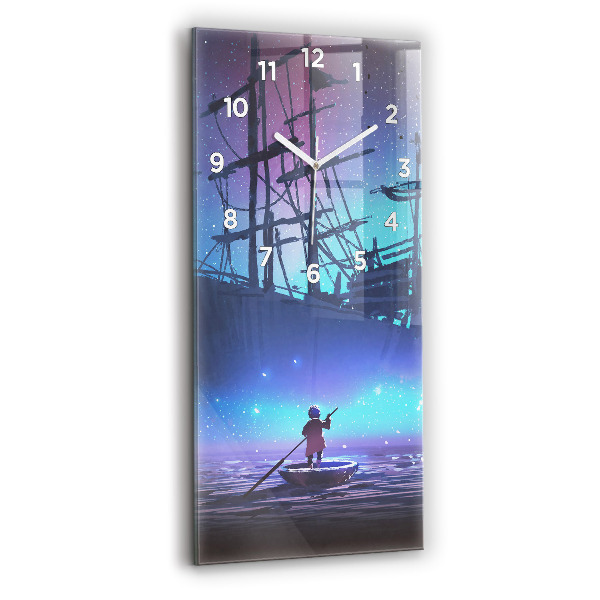 Horloge murale verticale Voilier fantastique