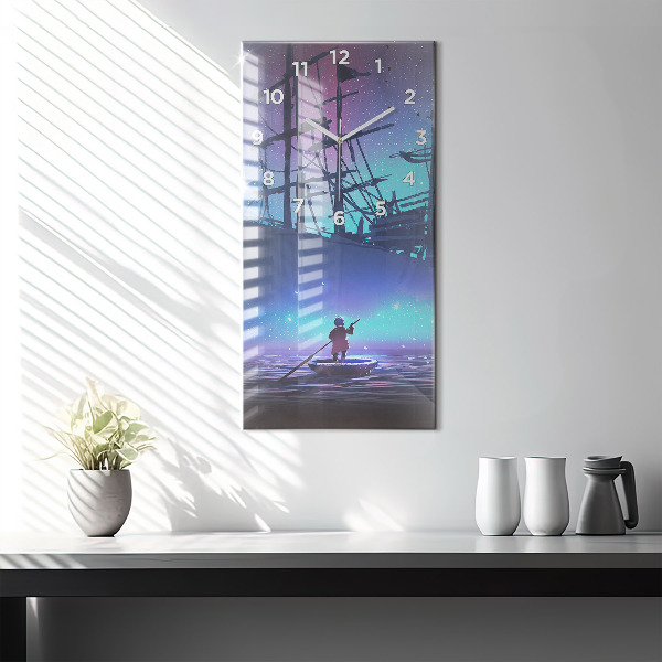 Horloge murale verticale Voilier fantastique