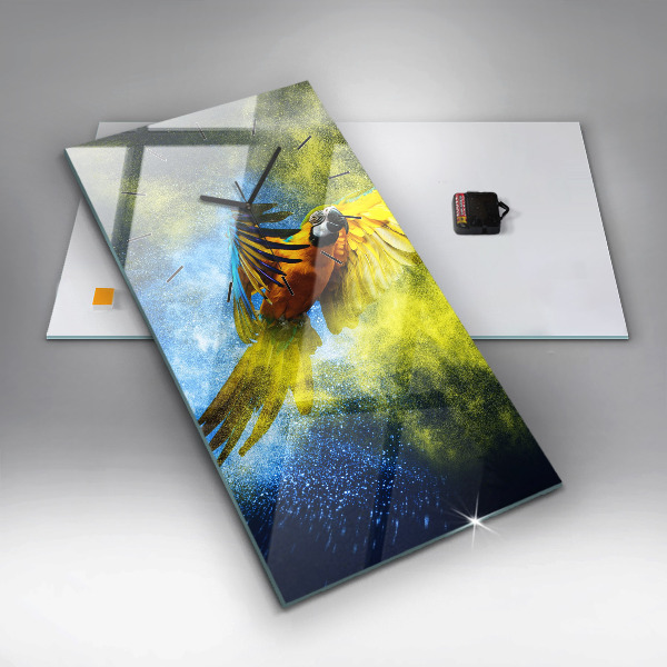 Horloge murale verticale Perroquet coloré