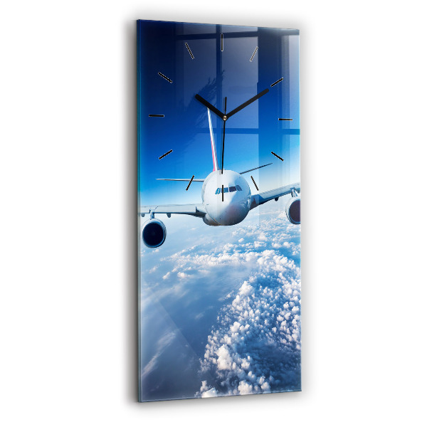 Horloge rectangulaire verticale Avion et nuages