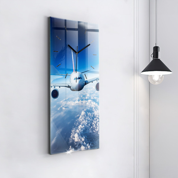 Horloge rectangulaire verticale Avion et nuages