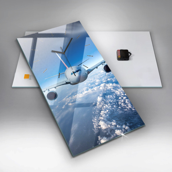 Horloge rectangulaire verticale Avion et nuages