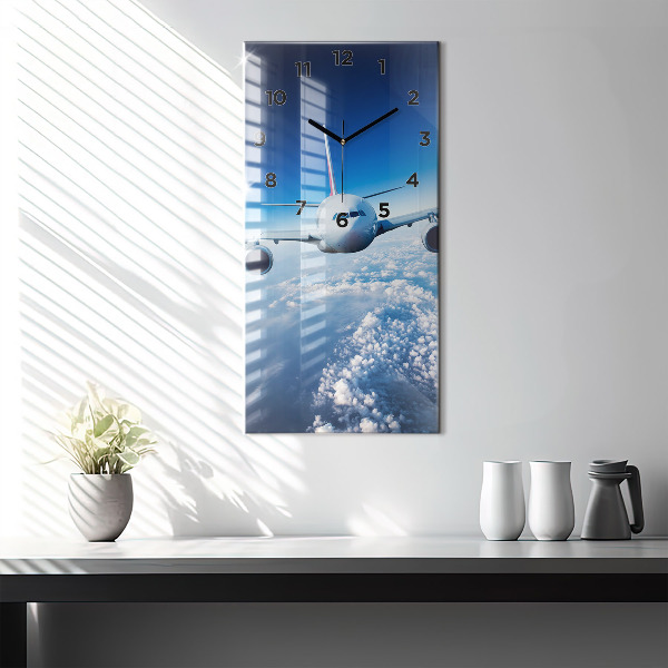 Horloge rectangulaire verticale Avion et nuages