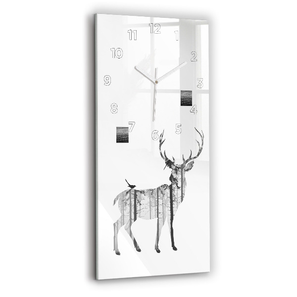 Horloge rectangulaire verticale 'Silhouette d''un cerf Forêt'