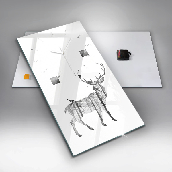 Horloge rectangulaire verticale 'Silhouette d''un cerf Forêt'