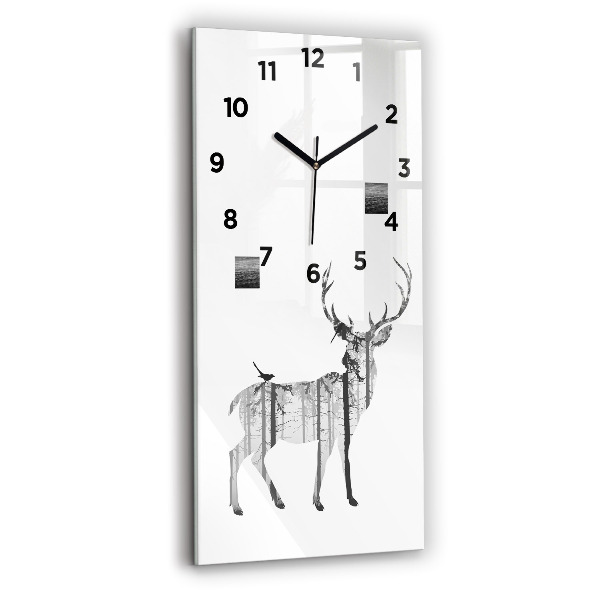 Horloge rectangulaire verticale 'Silhouette d''un cerf Forêt'