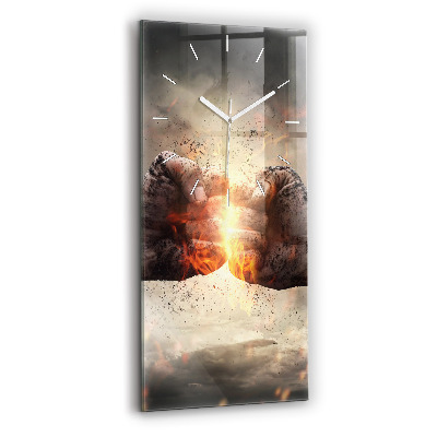 Horloge rectangulaire verticale Force et puissance des poings