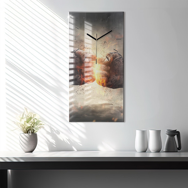 Horloge rectangulaire verticale Force et puissance des poings