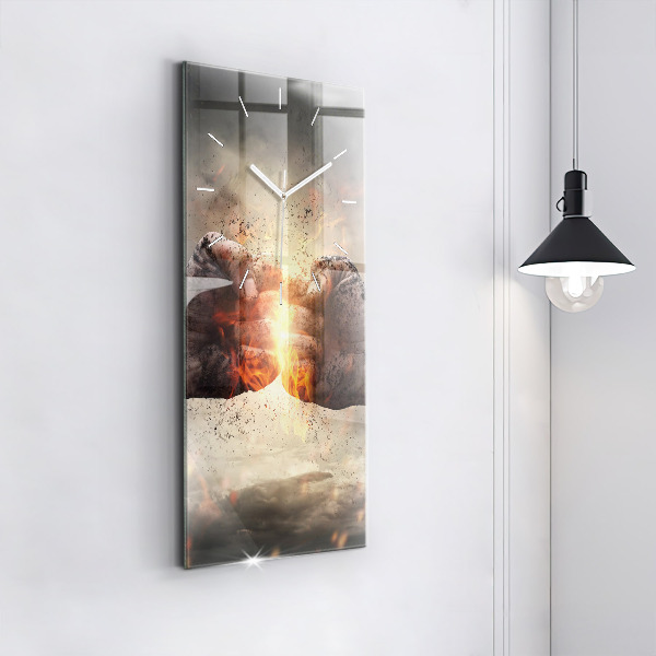 Horloge rectangulaire verticale Force et puissance des poings