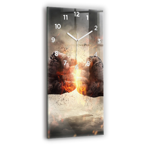 Horloge rectangulaire verticale Force et puissance des poings