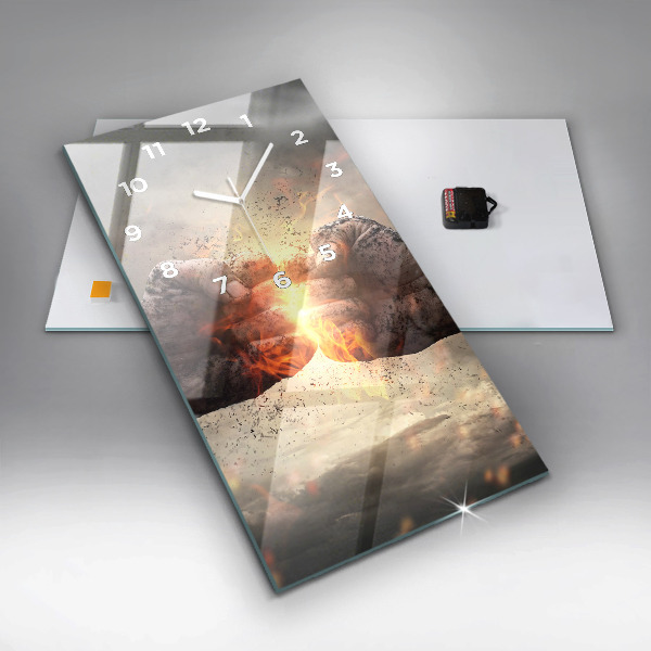 Horloge rectangulaire verticale Force et puissance des poings