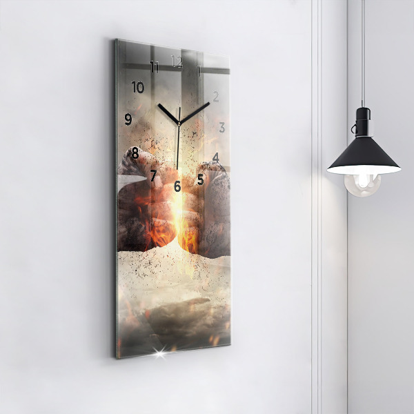 Horloge rectangulaire verticale Force et puissance des poings