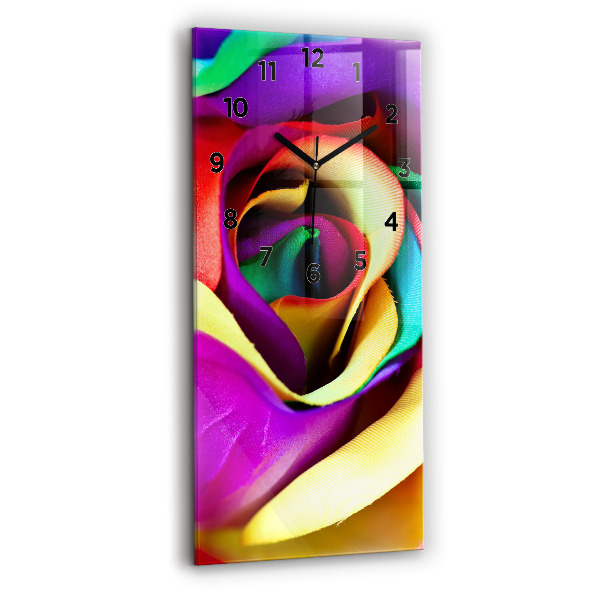 Horloge rectangulaire verticale Rose arc-en-ciel