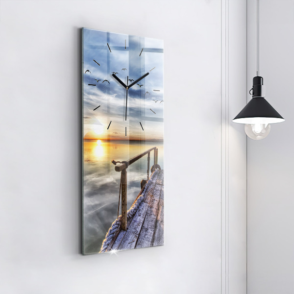 Horloge rectangulaire verticale Coucher de soleil sur le lac