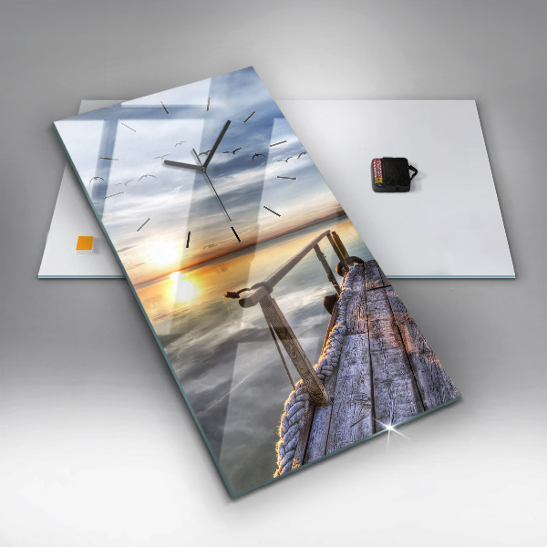 Horloge rectangulaire verticale Coucher de soleil sur le lac