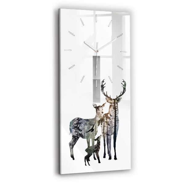 Horloge rectangulaire verticale Famille des cerfs