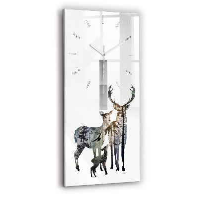 Horloge rectangulaire verticale Famille des cerfs