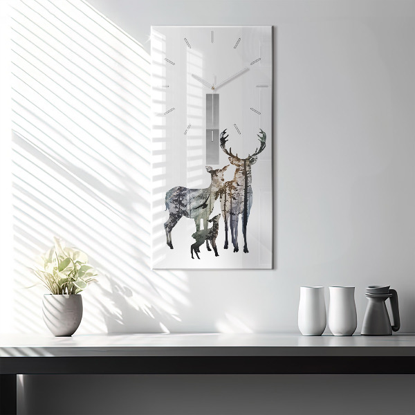 Horloge rectangulaire verticale Famille des cerfs