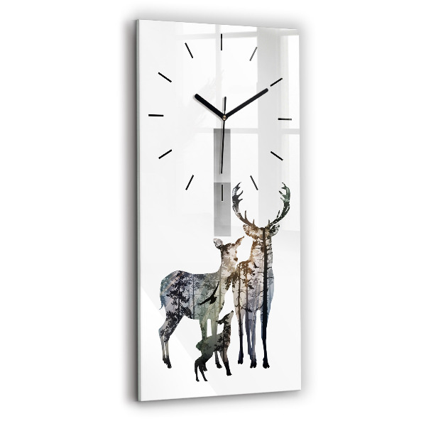 Horloge rectangulaire verticale Famille des cerfs