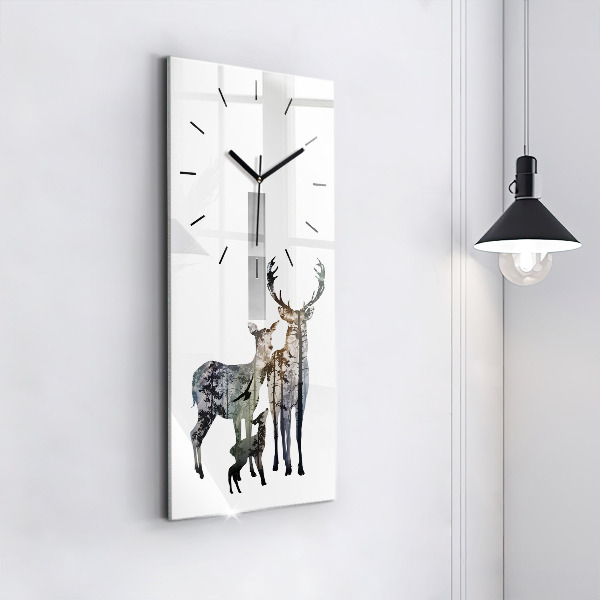 Horloge rectangulaire verticale Famille des cerfs