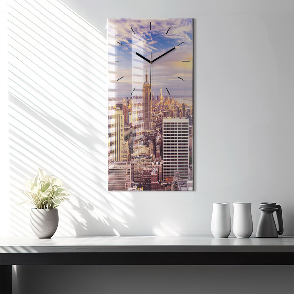 Horloge rectangulaire verticale Coucher de soleil à New York