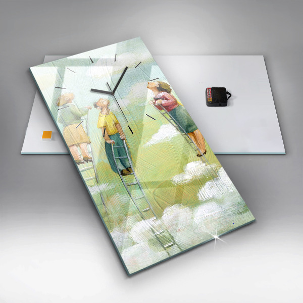 Horloge rectangulaire verticale 'Les gens sur l''échelle'