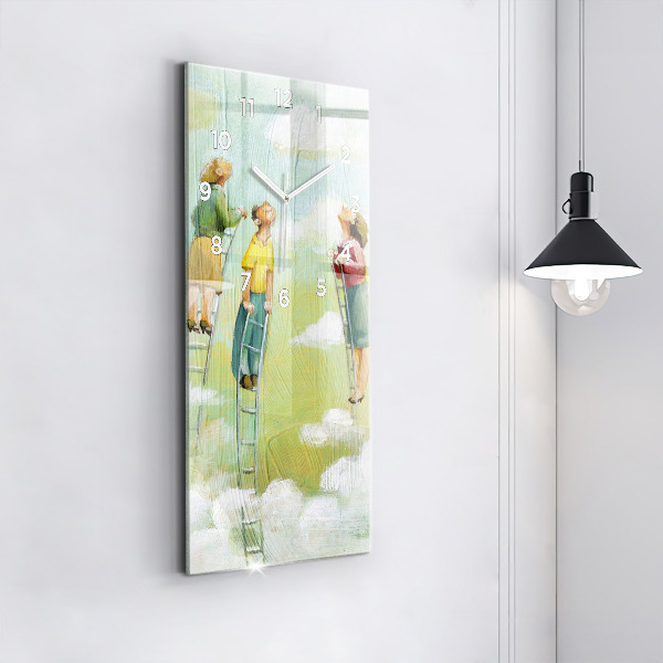 Horloge rectangulaire verticale 'Les gens sur l''échelle'