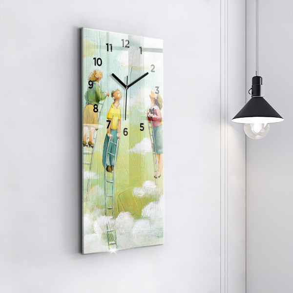 Horloge rectangulaire verticale 'Les gens sur l''échelle'
